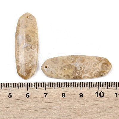Natural Fossil Coral Pendants G-B187-01C-10-1