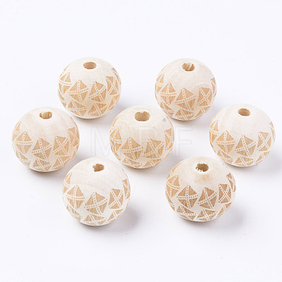 Unfinished Natural Wood European Beads WOOD-S057-021B-1