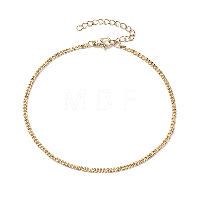 Brass Curb Chain Anklets AJEW-AN00603-1