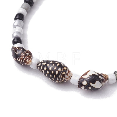 Natural Spiral Shell Braided Bead Bracelets BJEW-JB10386-1