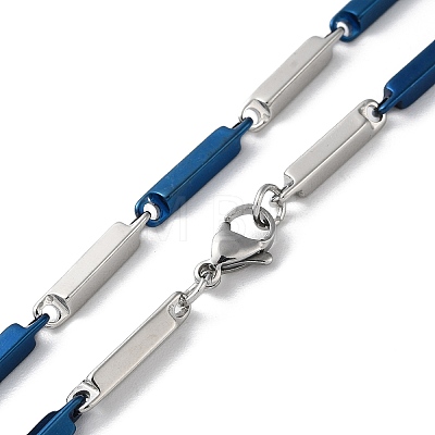 201 Stainless Steel Bar Link Chain Necklaces for Men Women NJEW-G112-07F-BLP-1