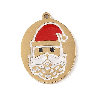 Christmas Theme Ion Plating(IP) 304 Stainless Steel Enamel Pendants STAS-Z083-07G-02-1