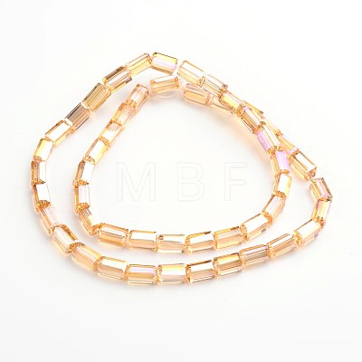 AB Color Plated Faceted Cuboid Electroplate Glass Beads Strands EGLA-F109-A02-1