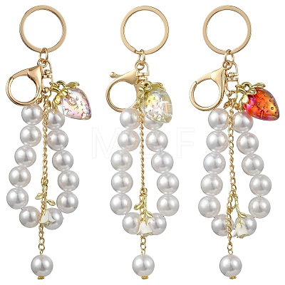 Acrylic & ABS Plastic Pearl Bead Keychains KEYC-YW00299-03-1
