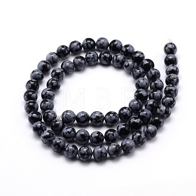 Natural Snowflake Obsidian Round Bead Strands X-G-J303-09-6mm-1