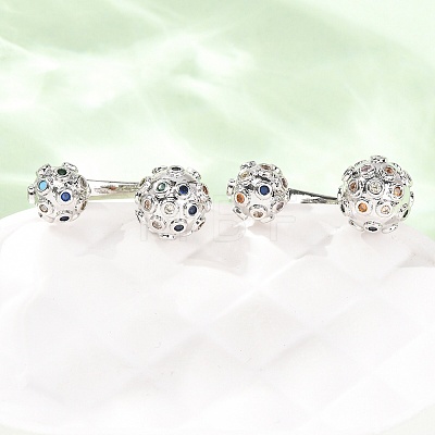 Brass Micro Pave Cubic Zirconia Stud Earrings EJEW-D351-13P-01-1