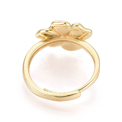 Flower Brass Enamel Adjustable Rings Setting KK-T079-17G-1