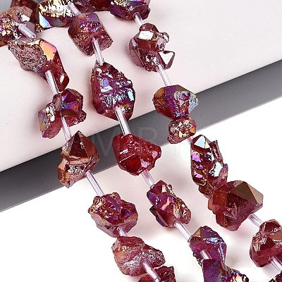 Dyed Electroplate Raw Rough Natural Amethyst Beads Strands G-Q610-05C-1