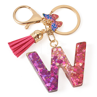 Alloy Resin Butterfly Keychains KEYC-TADJ0002-02G-W-1