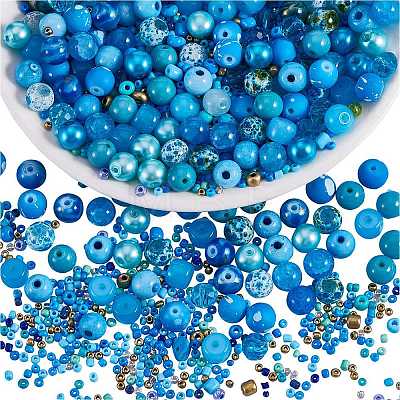 2 Bag Glass Round Beads Set JX547E-1