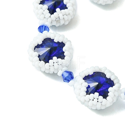 MIYUKI Glass Seed & Lampwork & Rhinestone Braided Star Link Chain Bracelets BJEW-MZ00038-01-1