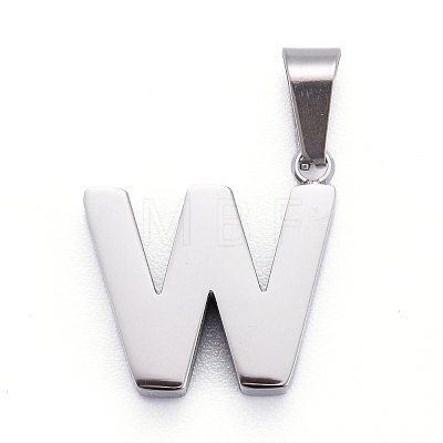 Non-Tarnish 304 Stainless Steel Letter Pendants STAS-H127-W-P-1