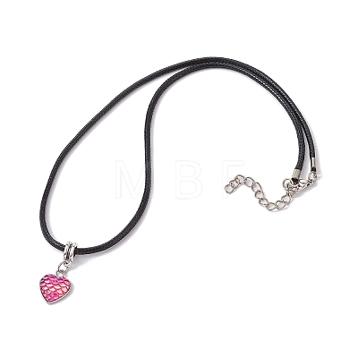 Heart with Fish Scale Shape 304 Stainless Steel with Resin Pendant Necklaces NJEW-JN04571-02-1