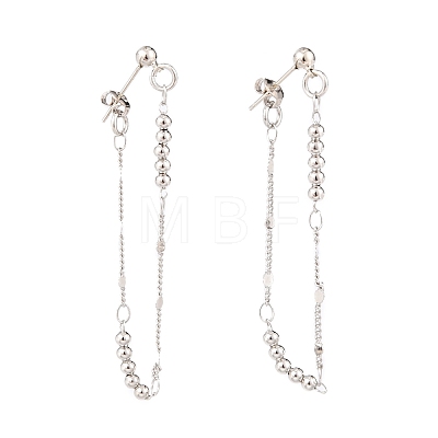 Brass Chain Tassel Earrings EJEW-JE04335-02-1