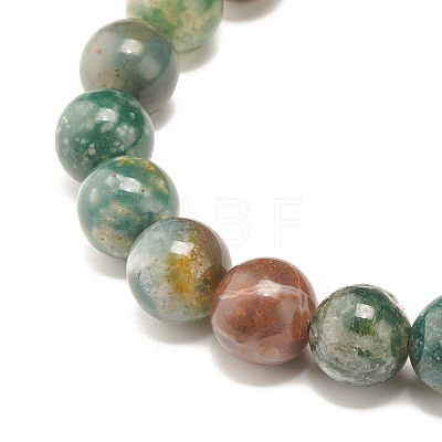 Natural Indian Agate Round Beads Stretch Bracelet BJEW-JB07235-03-1