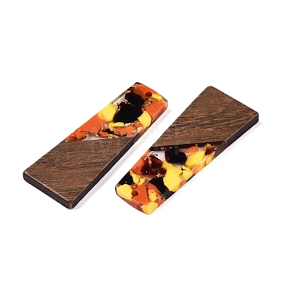 Opaque Resin & Walnut Wood Pendants RESI-T058-04J-1