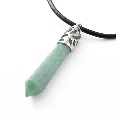 Pointed Natural Gemstone Pendant Necklaces NJEW-JN02550-1