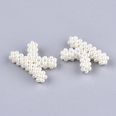 Handmade ABS Plastic Imitation Pearl Woven Beads X-FIND-T039-18-K-1