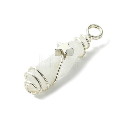 2Pcs Electroplated Natural Quartz Crystal Dyed Copper Wire Wrapped Pendants PALLOY-JF03163-02-1