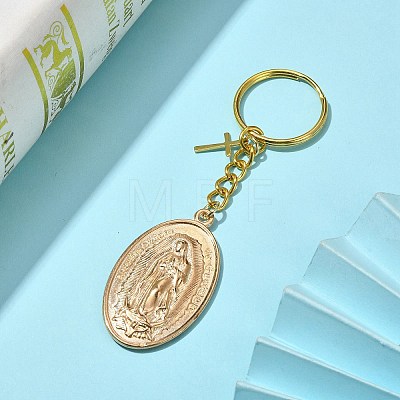 Oval with Virgin Mary Alloy Keychain KEYC-JKC00722-1