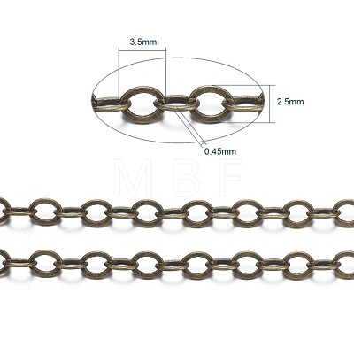 Brass Flat Oval Cable Chains X-CHC029Y-AB-1