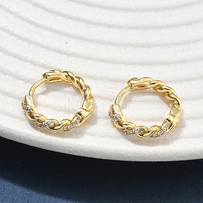 Brass Micro Pave Clear Cubic Zirconia Hoop Earrings EJEW-C182-05B-G-1