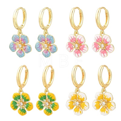 Brass Micro Pave Cubic Zirconia Hoop Dangle Earrings KK-CBA8324-10G-1