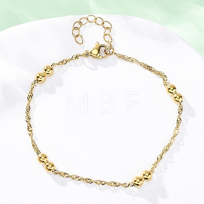 304 Stainless Steel Rope Chain Bracelets for Women BJEW-C094-03G-1