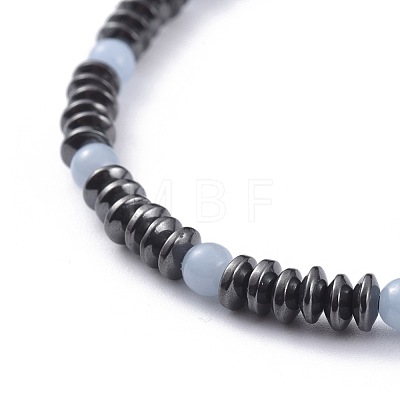 Non-Magnetic Synthetic Hematite Beads Stretch Bracelets BJEW-JB04660-02-1