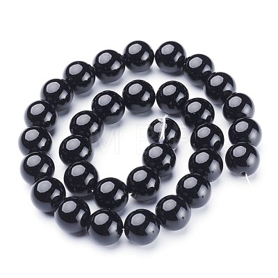 Natural Black Onyx Round Beads Strands X-GSR12mmC097-1