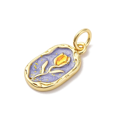 Brass Enamel Pendants KK-Q098-29G-B-1