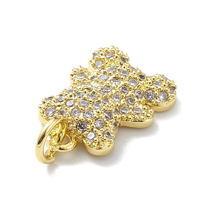 Rack Plating Brass Micro Pave Cubic Zirconia Charms KK-H443-06G-02-1