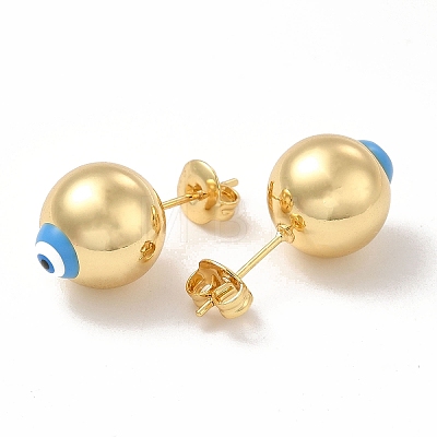 Enamel Evil Eye Stud Earrings EJEW-E274-01G-04-1