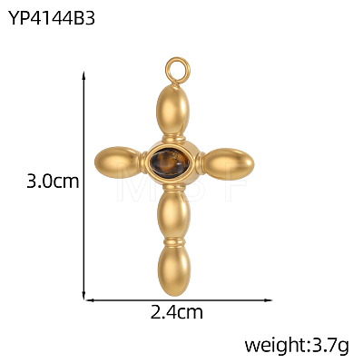 304 Stainless Steel & Natural Gemstone Pendants STAS-OY012-32G-1