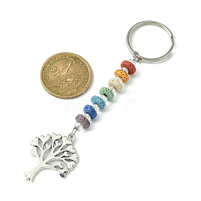 Chakra Natural Lava Rock & Alloy Tree of Life Pendant Keychain KEYC-JKC00644-01-1