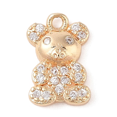 Brass with Clear Cubic Zirconia Charms KK-N256-25D-G-1