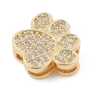 Brass Micro Pave Clear Cubic Zirconia Slide Charms ZIRC-I068-23G-1