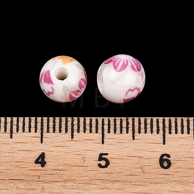 Floral Printed Porcelain Beads PORC-Q199-8mm-12-1