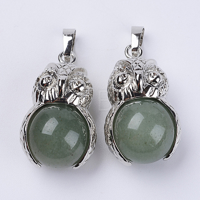 Natural Green Aventurine Pendants G-P350-A08-1