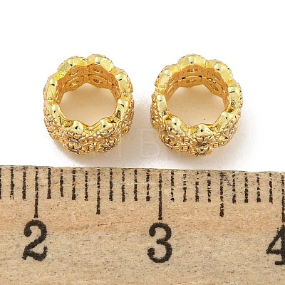 Rack Plating Brass Micro Pave Clear Cubic Zirconia European Beads KK-L215-321G-1