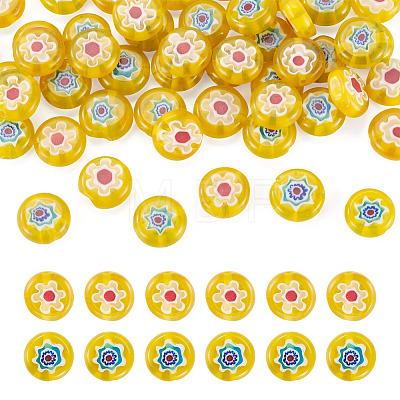 50Pcs 2 Colors Handmade Millefiori Lampwork Beads LAMP-TADJ0001-03C-1