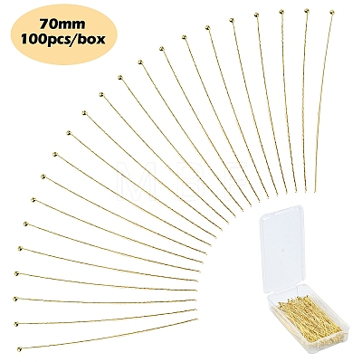 Brass Ball Head Pins KK-YW0002-25C-G-1