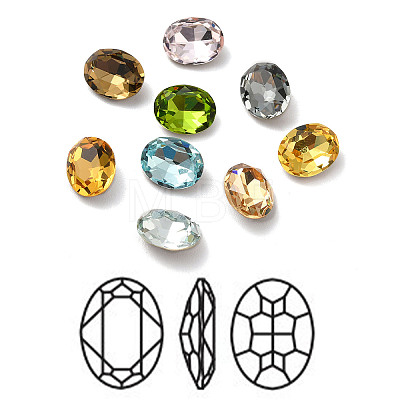 Faceted K9 Glass Rhinestone Cabochons GGLA-R402-07A-1