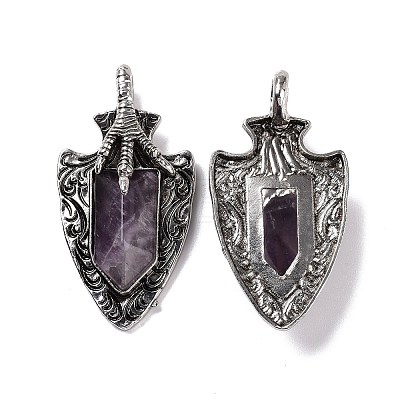 Natural Amethyst Faceted Big Pendants G-L524-03AS-07-1