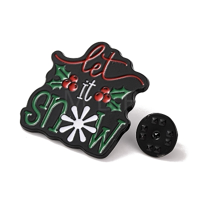 Christmas Theme Word Let it Snow Enamel Pins JEWB-M043-07D-1