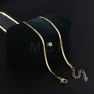 Ion Plating(IP) 304 Stainless Steel Flat Snake Chains Necklaces for Women Men NJEW-U019-02G-1