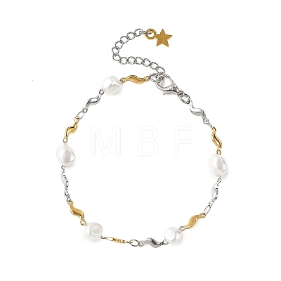 304 Stainless Steel Wavy Link Chain Bracelets for Women BJEW-JB14170-1