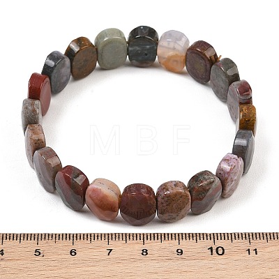 Natural Ocean Jasper Oval Beaded Stretch Bracelet G-E010-01-13-1