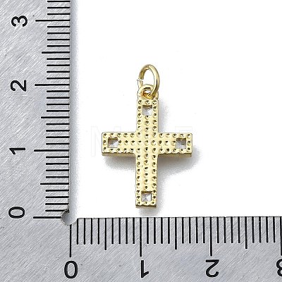 Brass Micro Pave Clear Cubic Zirconia Pendants KK-V010-10G-02-1