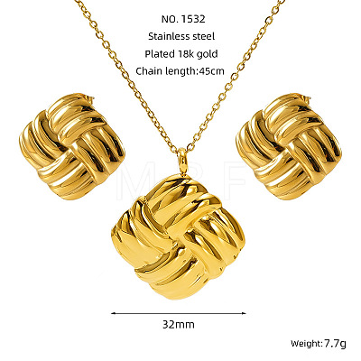 304 Stainless Steel Pendant Necklaces & Stud Earrings FS-WG14082-05-1